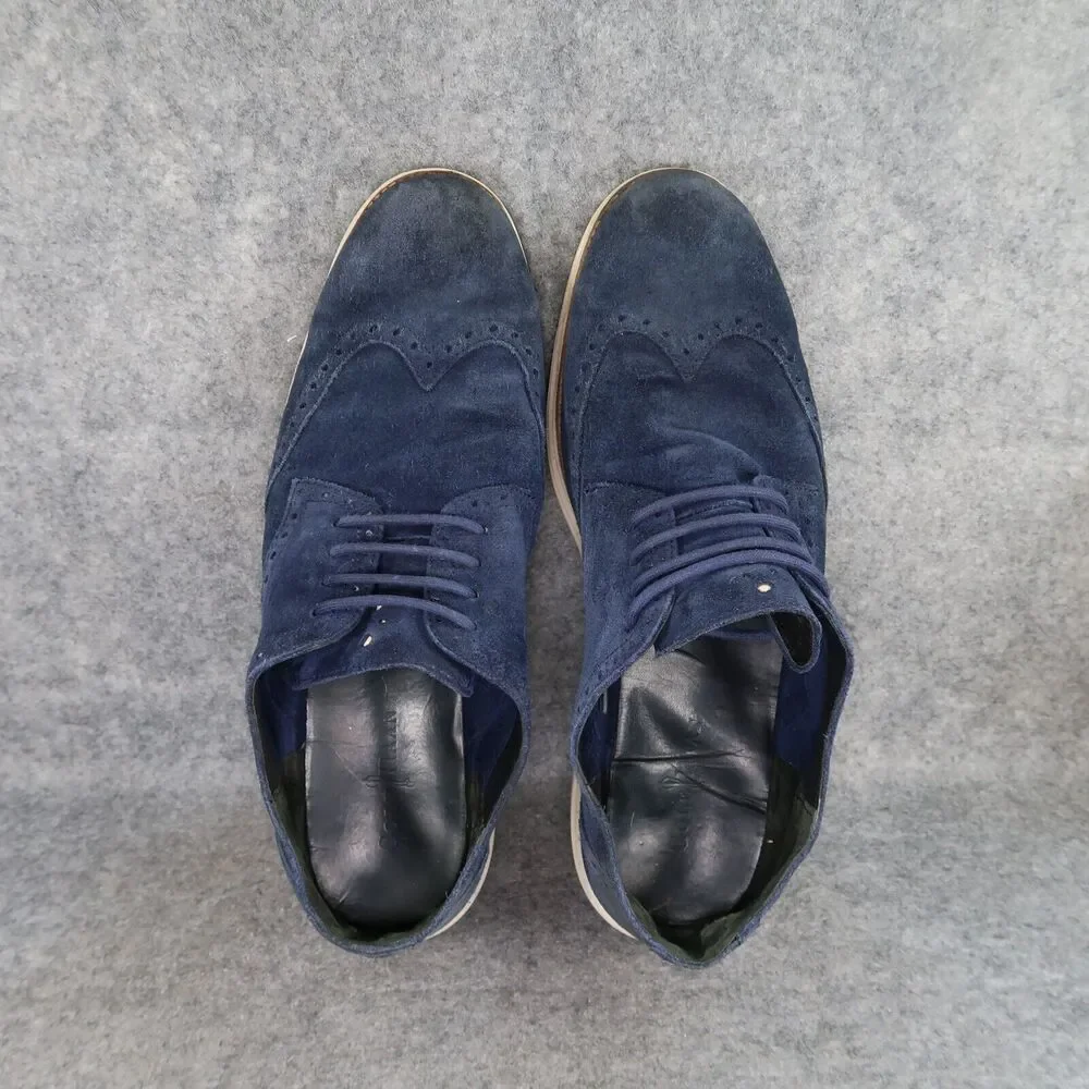 Cole Haan Shoes Mens 13 Oxfords Wingtip Lunargrand Leather Classic Blue Fashion